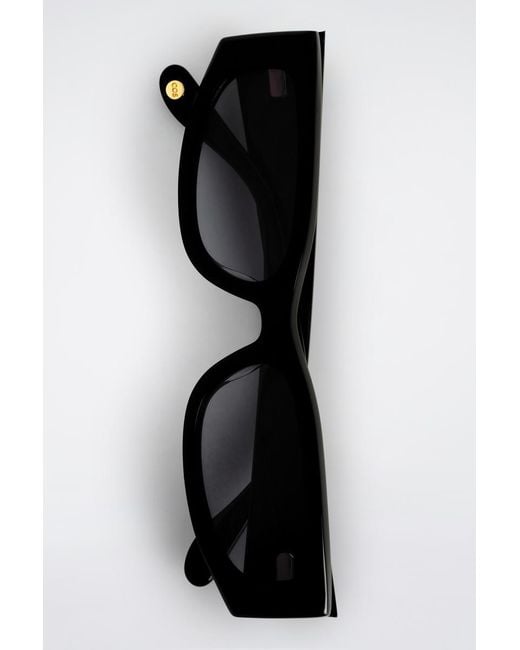 COS Black Slim Rectangular Sunglasses
