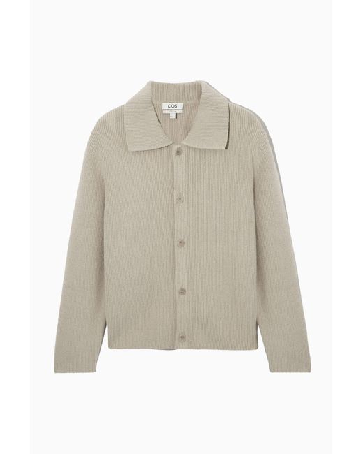 COS White Bouclé-knit Cardigan for men