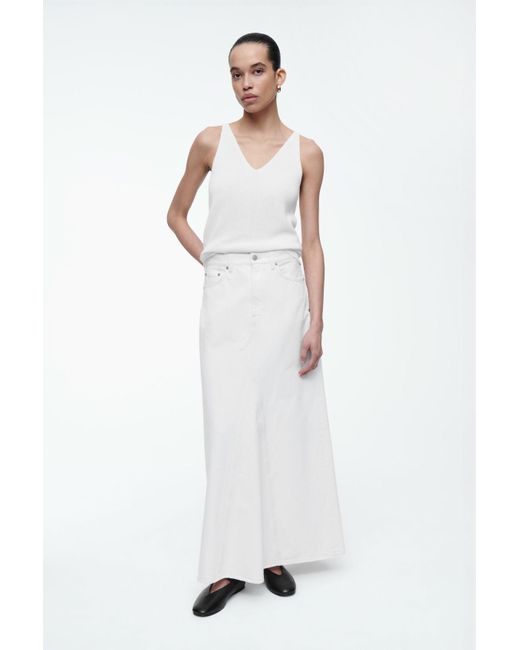 COS White Panelled Denim Maxi Skirt
