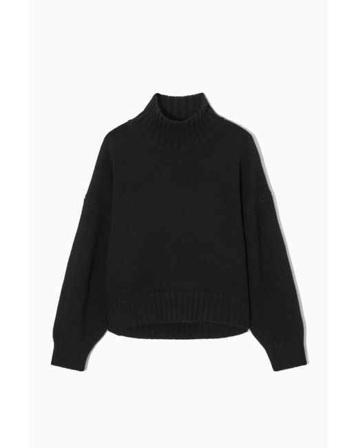COS Black Chunky Pure Cashmere Turtleneck Sweater