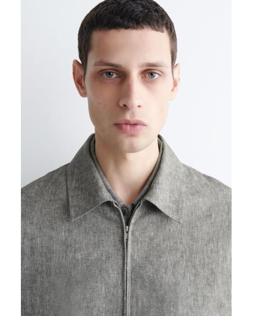 COS Gray Linen Blouson Jacket for men