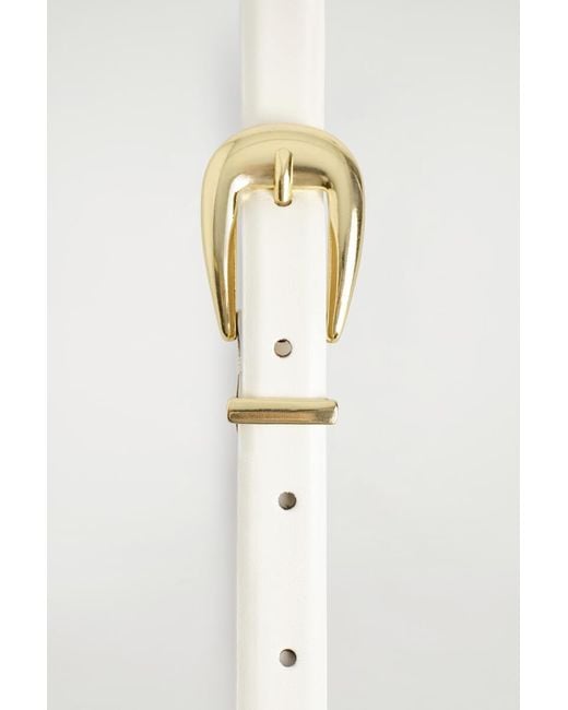 COS White Sculpted-Buckle Leather Belt
