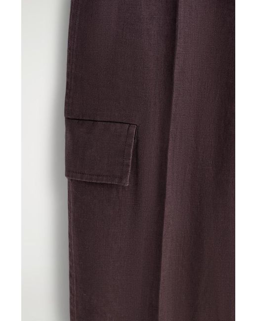COS Red Belted Linen Barrel-Leg Pants