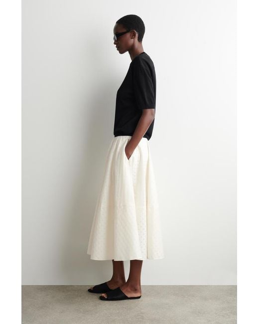 COS Natural Polka-Dot Jacquard Cotton Midi Skirt