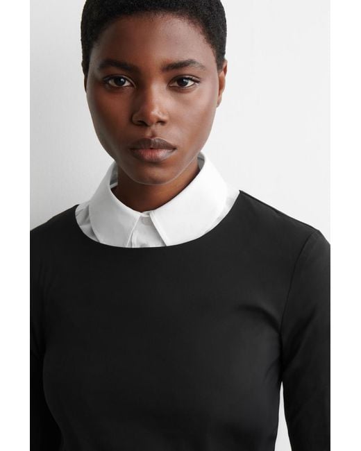 COS Black Cotton Long-Sleeved Top