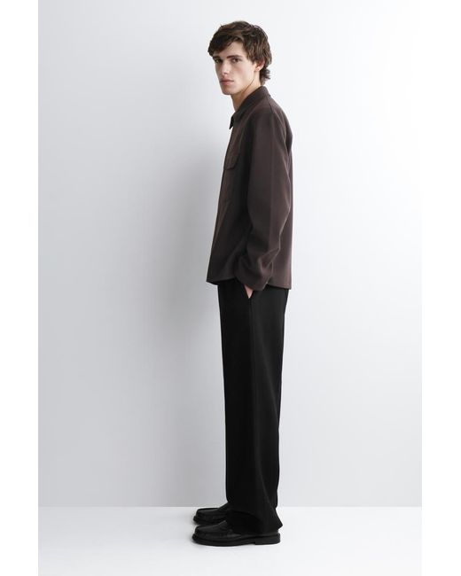 COS Brown Corduroy-Jersey Zip-Up Overshirt for men