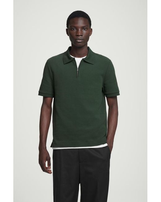 COS Kurzärmliges Poloshirt Mit Reissverschluss in Green für Herren