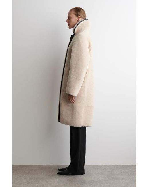 COS Natural Leather-trimmed Shearling Coat
