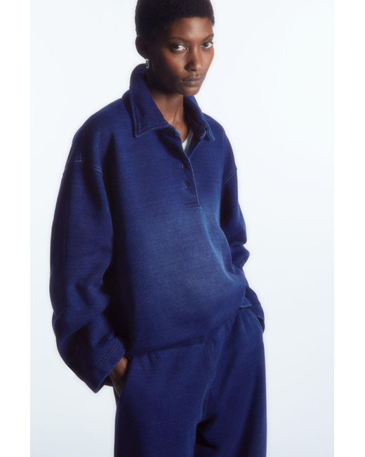 COS Blue Collared Polo Sweatshirt