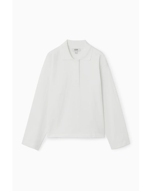 COS White Long-sleeved Polo Shirt