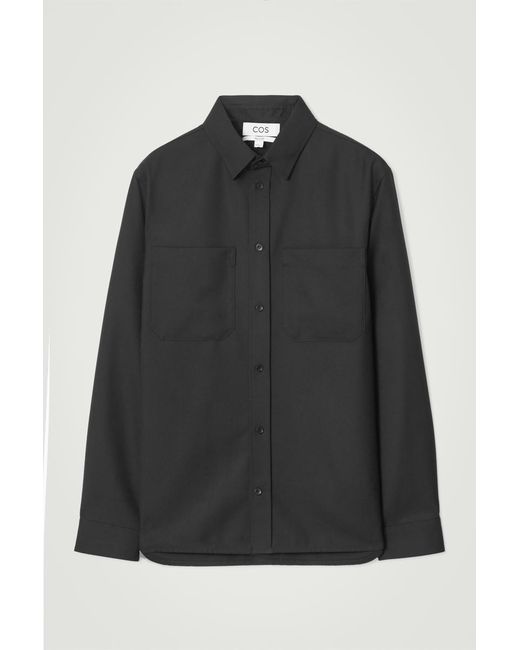 COS Black Relaxed Wool-Blend Utility Shirt for men