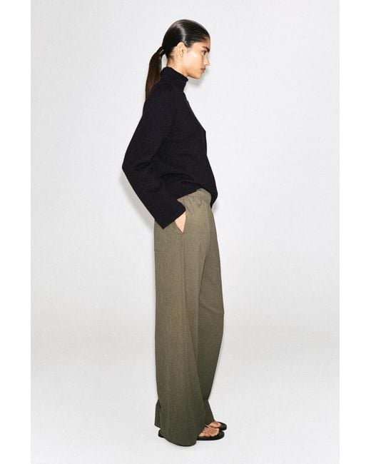 COS Green Crinkled-Jersey Wide-Leg Pants