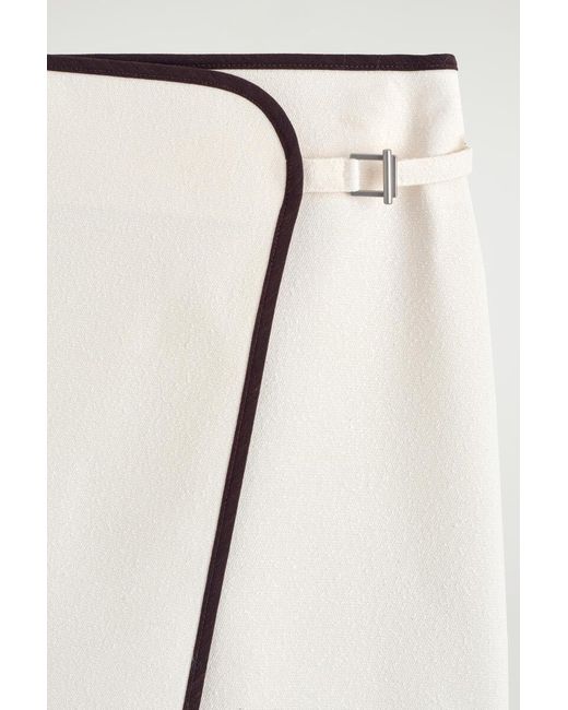 COS Natural Contrast-Trimmed Mini Wrap Skirt