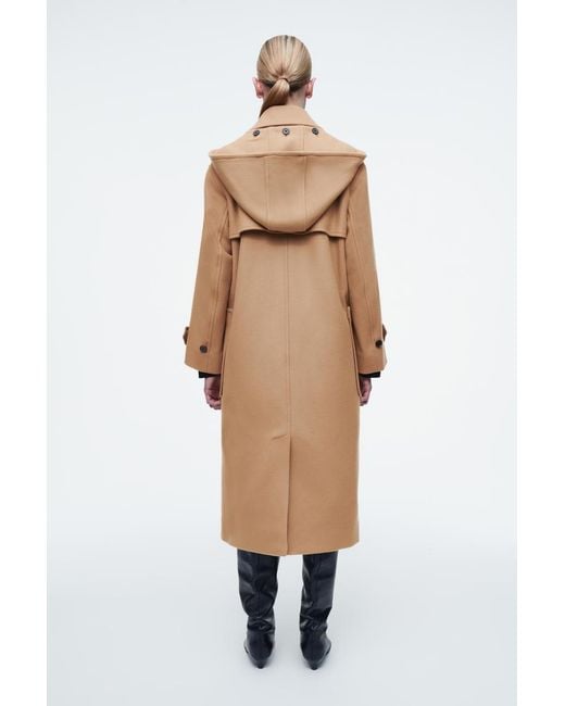 COS Hooded Wool Duffle Coat in Natural | Lyst UK