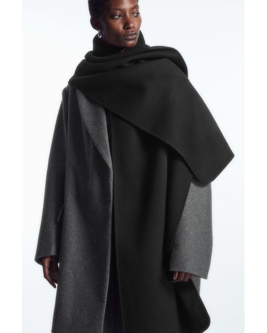 COS Black Oversized Double-faced Wool Scarf