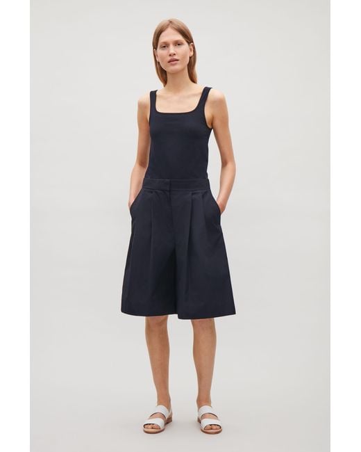 COS Blue Pleated Wide-leg Shorts