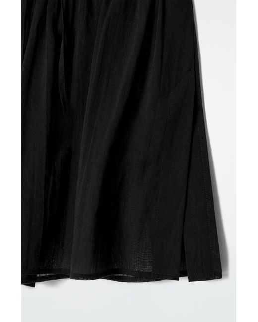 COS Black Crinkled Cotton Beach Shorts