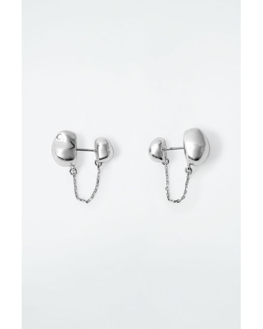 COS Blue Pebble Chain Earrings