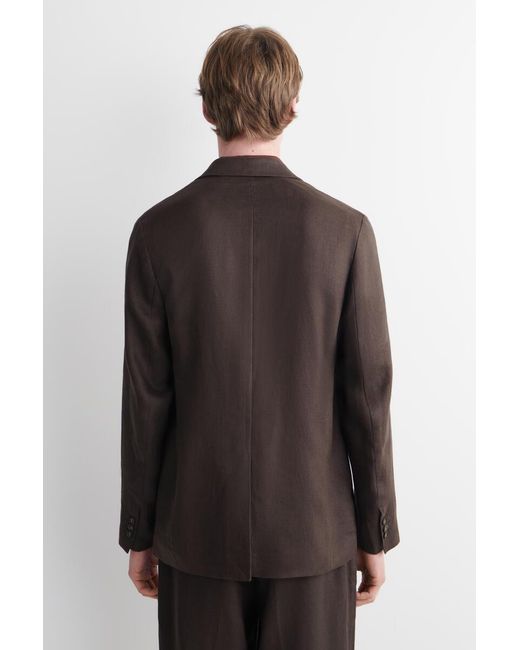 COS Brown Single-Breasted Linen Blazer for men