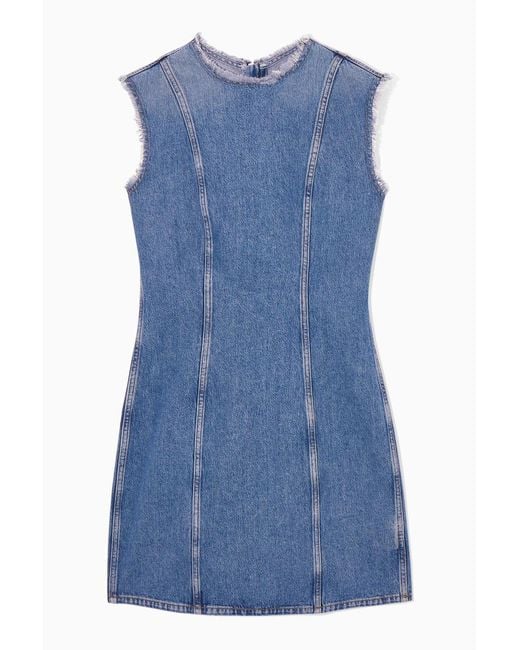 COS Blue Paneled Denim Mini Dress