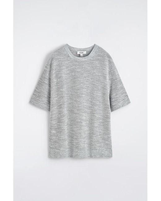 COS Gray Relaxed Bouclé-Knit T-Shirt for men