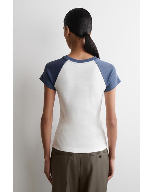 COS Blue Slim Cotton T-Shirt