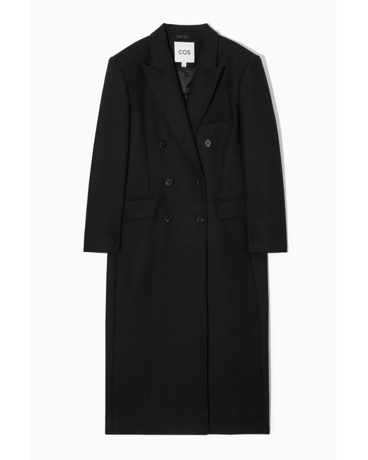 COS Black Zweireihiger Oversized-wollmantel