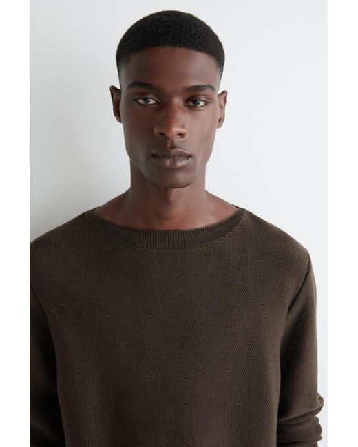 COS Green Wool Boat-Neck Jumper for men