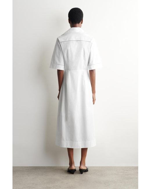 COS White Embroidered Pima Cotton Midi Dress