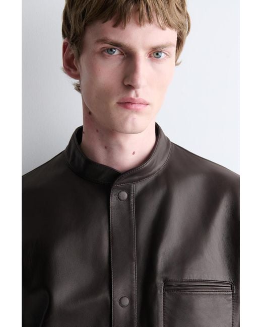 COS Black Burnished Nappa Leather Jacket for men