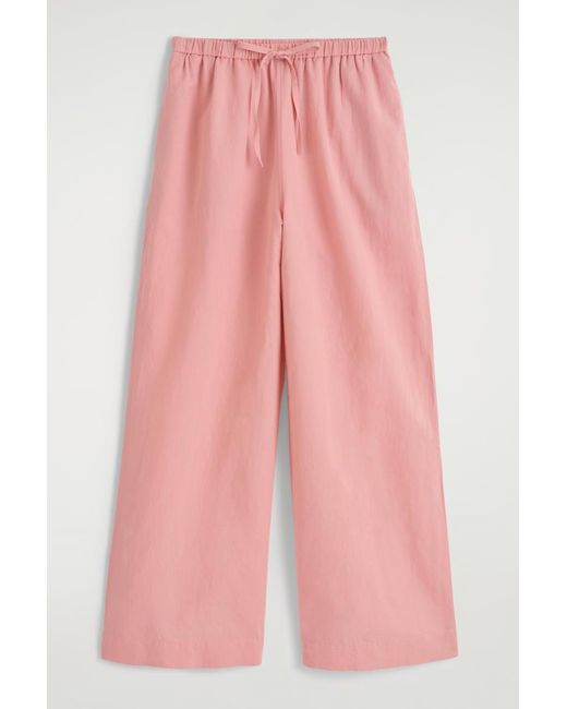 COS Pink Wide-Leg Linen Drawstring Trousers