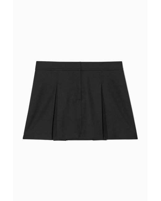 COS Black Low-rise Pleated Wool Mini Skirt