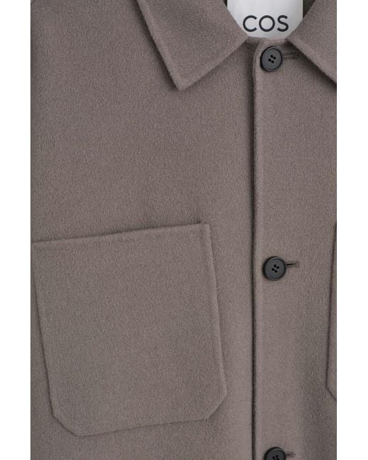 COS Brown Double-Faced Wool Overshirt for men