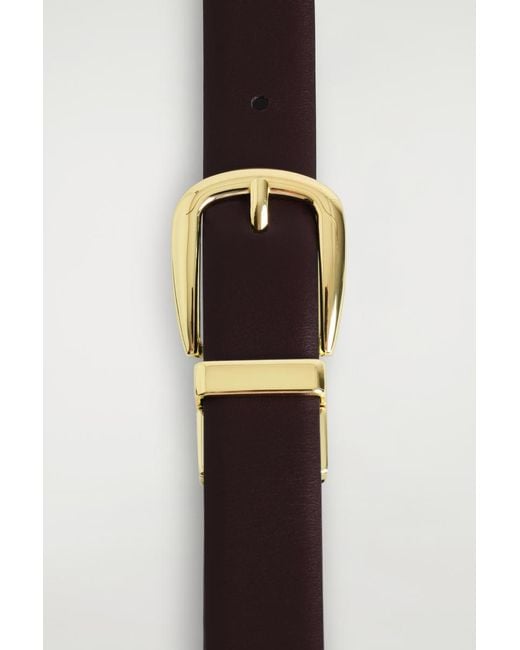 COS White Reversible Leather Belt