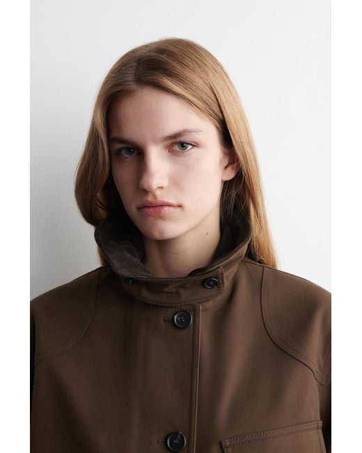 COS Brown Suede-Collar Field Jacket