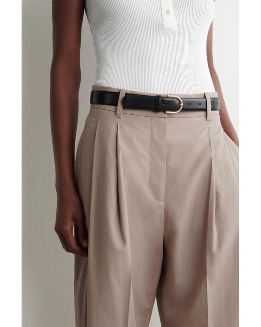 COS Natural Tailored Cotton Barrel-Leg Pants
