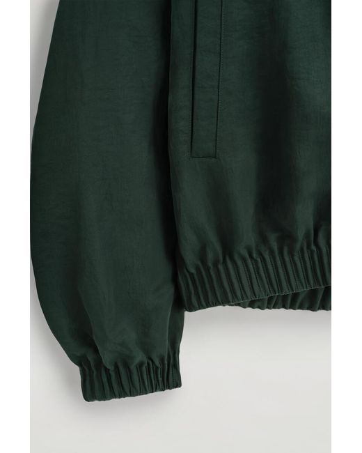 COS Green Gathered Nylon Bomber Jacket