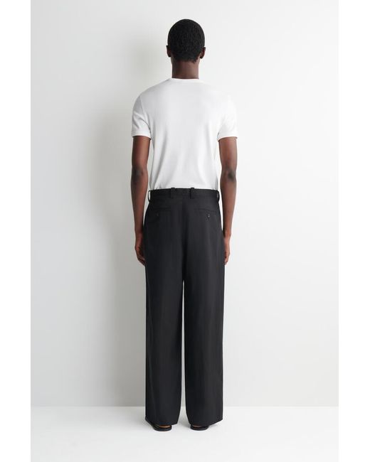 COS Black Cotton Relaxed Wide-Leg Drawstring Pants for men