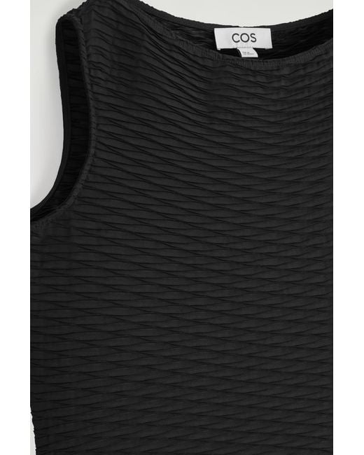 COS Black Voluminous Pleated Midi Dress
