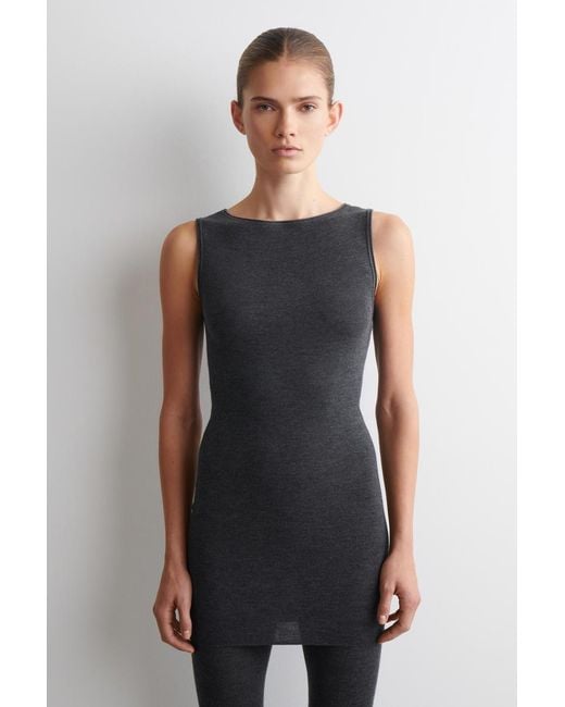 COS Black Seamless Merino Wool Mini Dress