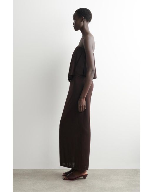 COS Layered Sheer-Knit Bandeau Maxi Dress in Black