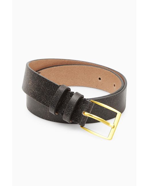 COS Black Cracked Leather Belt