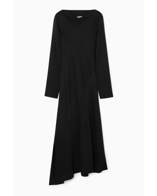 COS Black Asymmetric Midi Dress