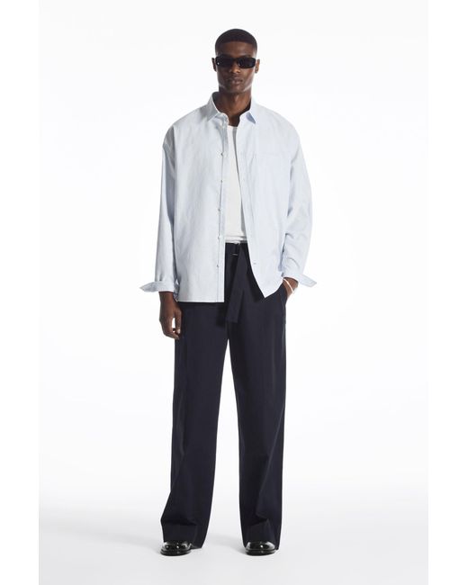 COS Blue Belted Pleated Wide-leg Pants for men