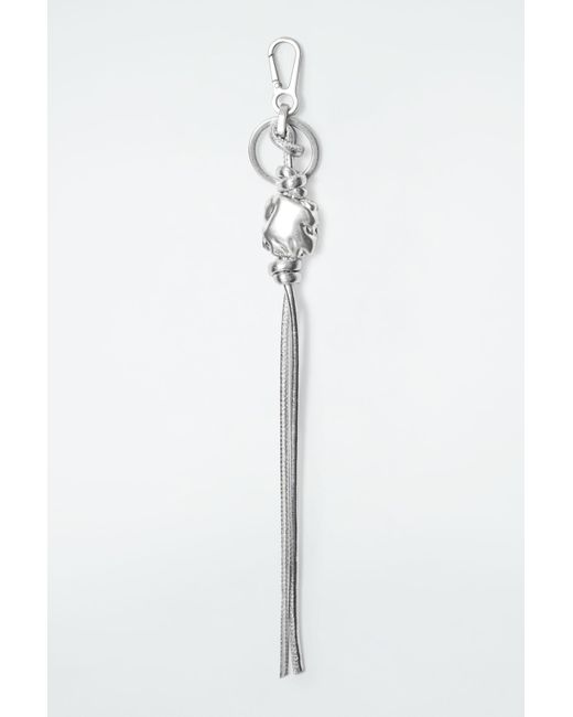 COS White Quilted Beaded Leather Charm