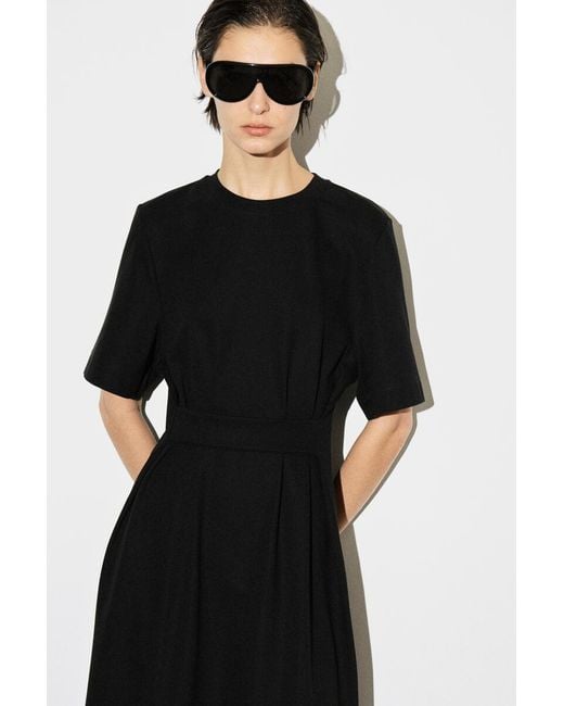 COS Black Belt-Detail Midi T-Shirt Dress