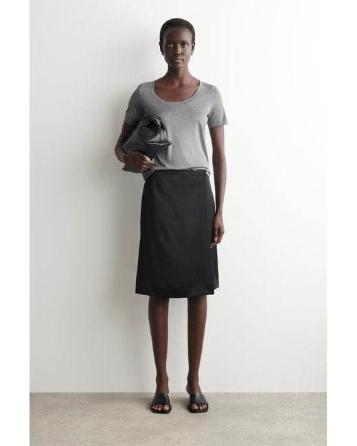 COS Gray Slim Silk T-Shirt