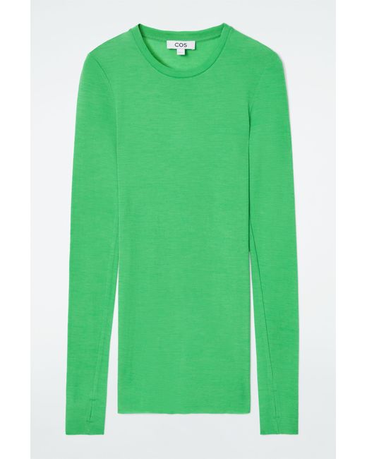 COS Green Crew-neck Merino Wool Top