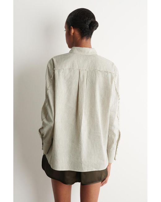 COS Natural Fringed Checked Linen-Cotton Shirt