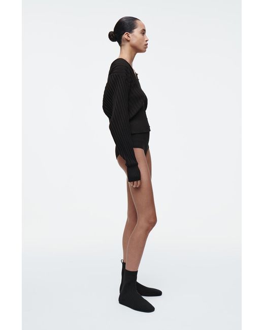 COS Black Rib-knit Silk Micro Shorts